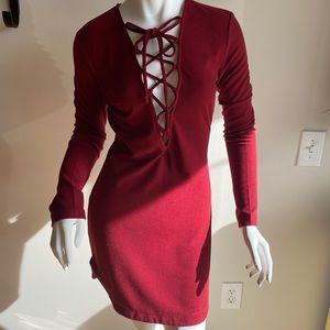 Burgundy sweater dress